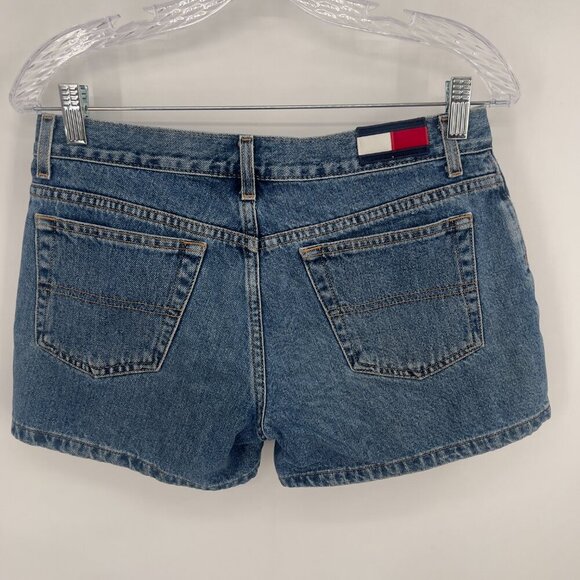 Tommy Jeans Y2K Mid/High Rise Denim Shorts Size 7 Blue Vintage Style - Picture 2 of 6